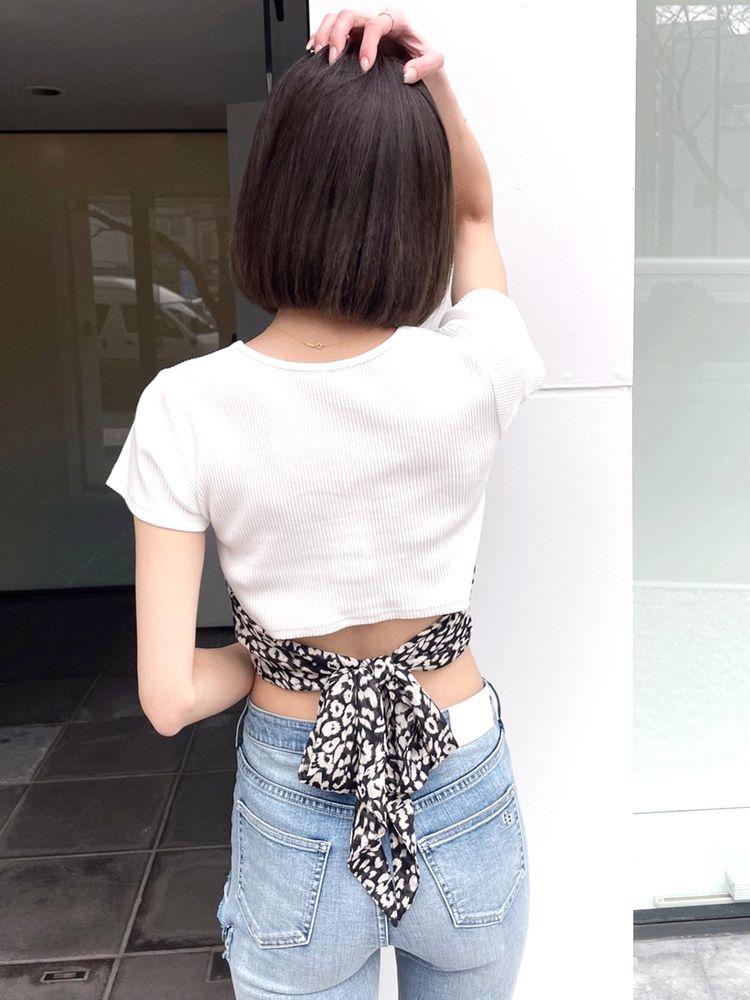 GYDA レオパードバックリボントップス