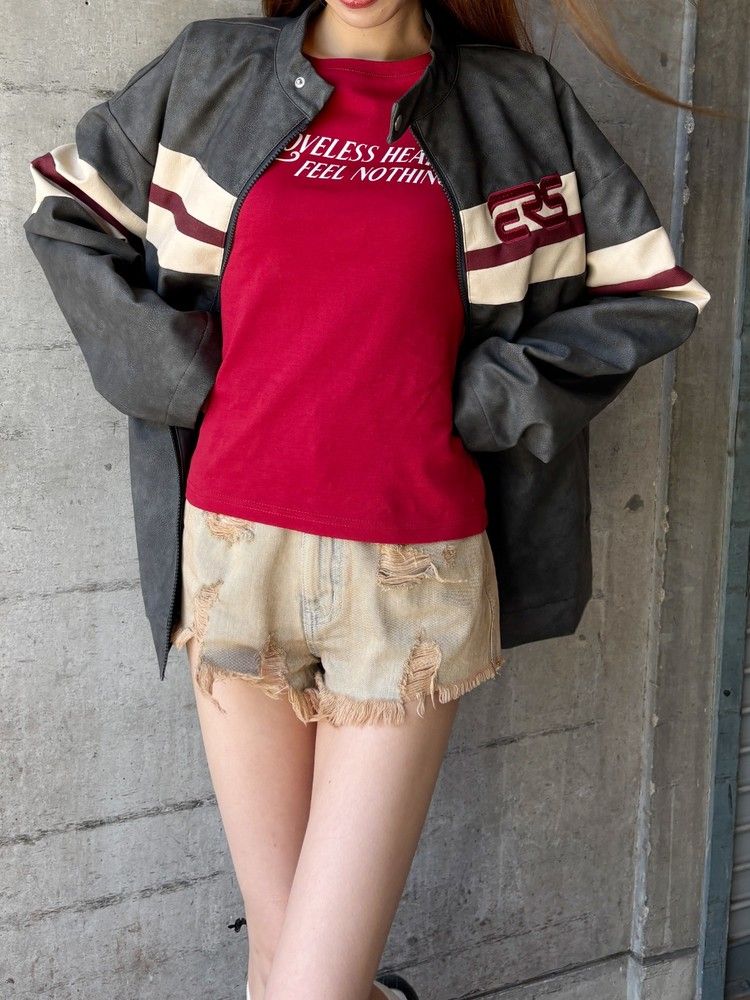 EVRIS ハイダメージデニムショートパンツ