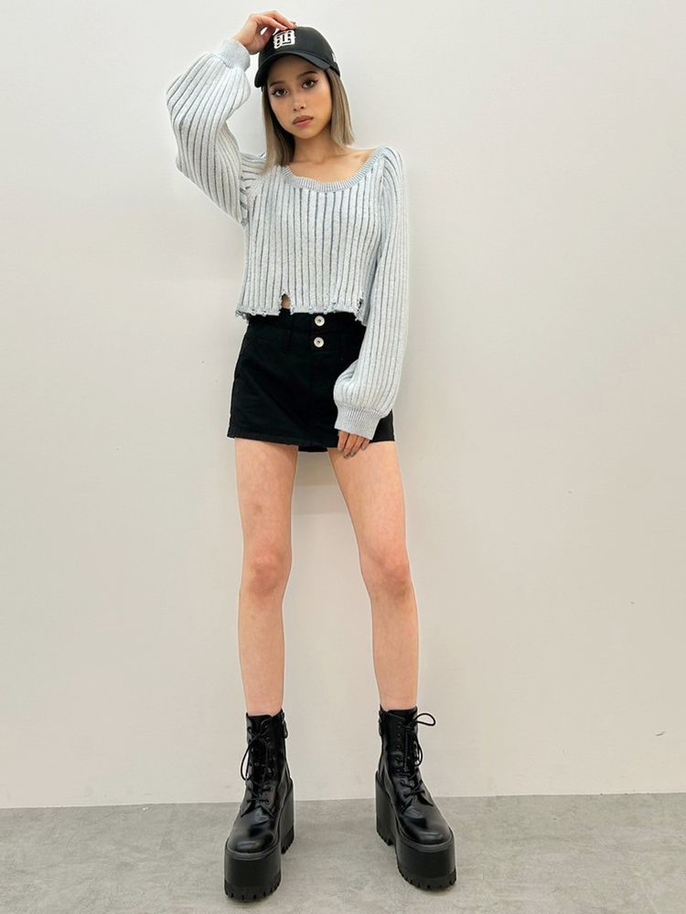 GYDA Wウエストデザインスカートライクショートパンツ