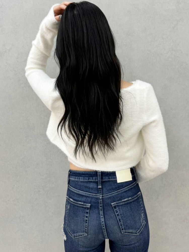 GYDA Symmetry GYDA embroideryシャギーニットカーディガン