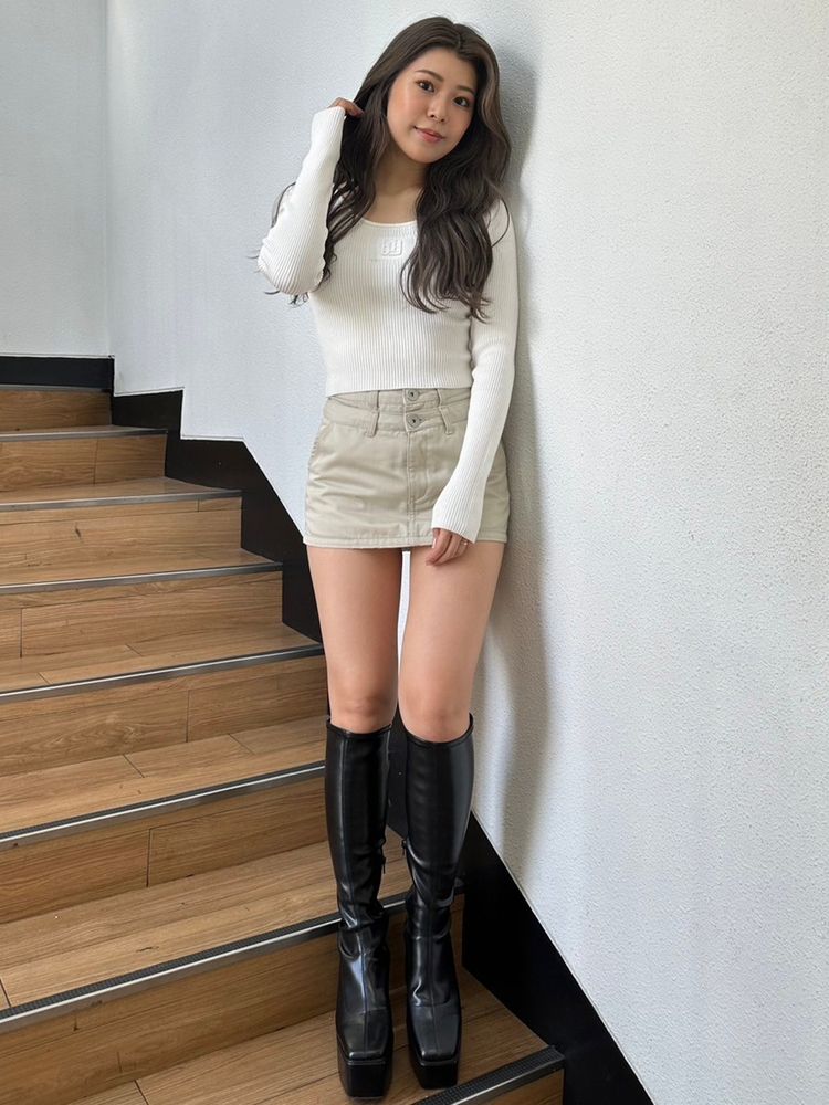 GYDA Wウエストデザインスカートライクショートパンツ