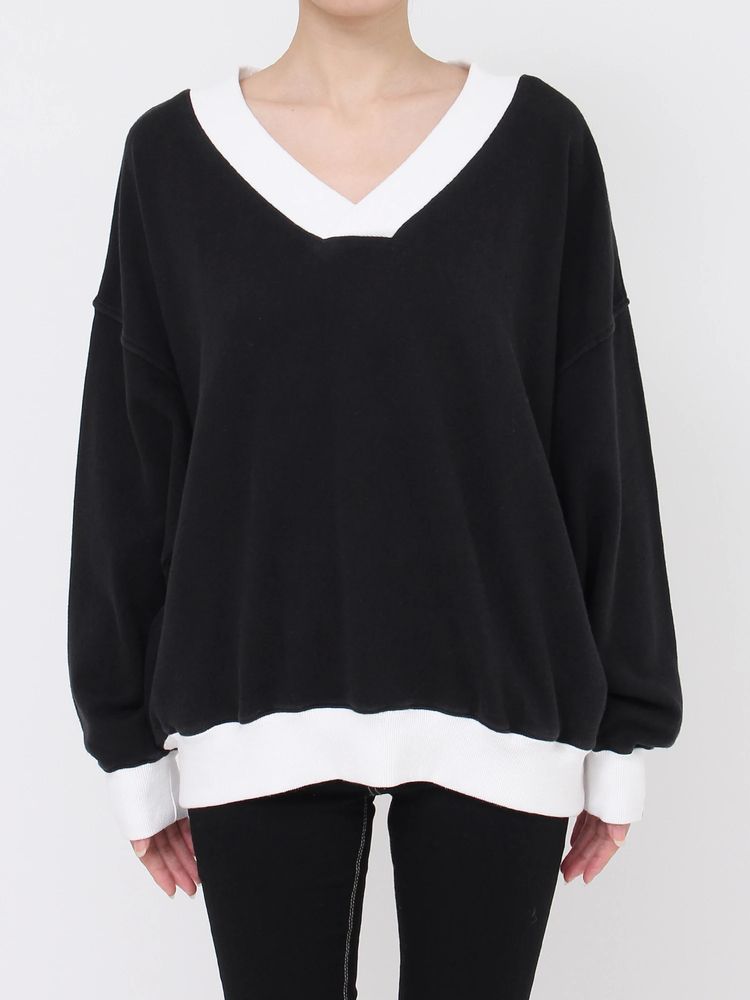 GYDA BICOLOR POSH BUNNY Vネックスウェットトップス