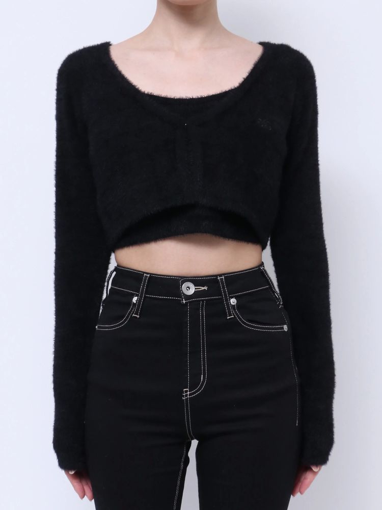 GYDA Symmetry GYDA embroideryシャギーニットカーディガン