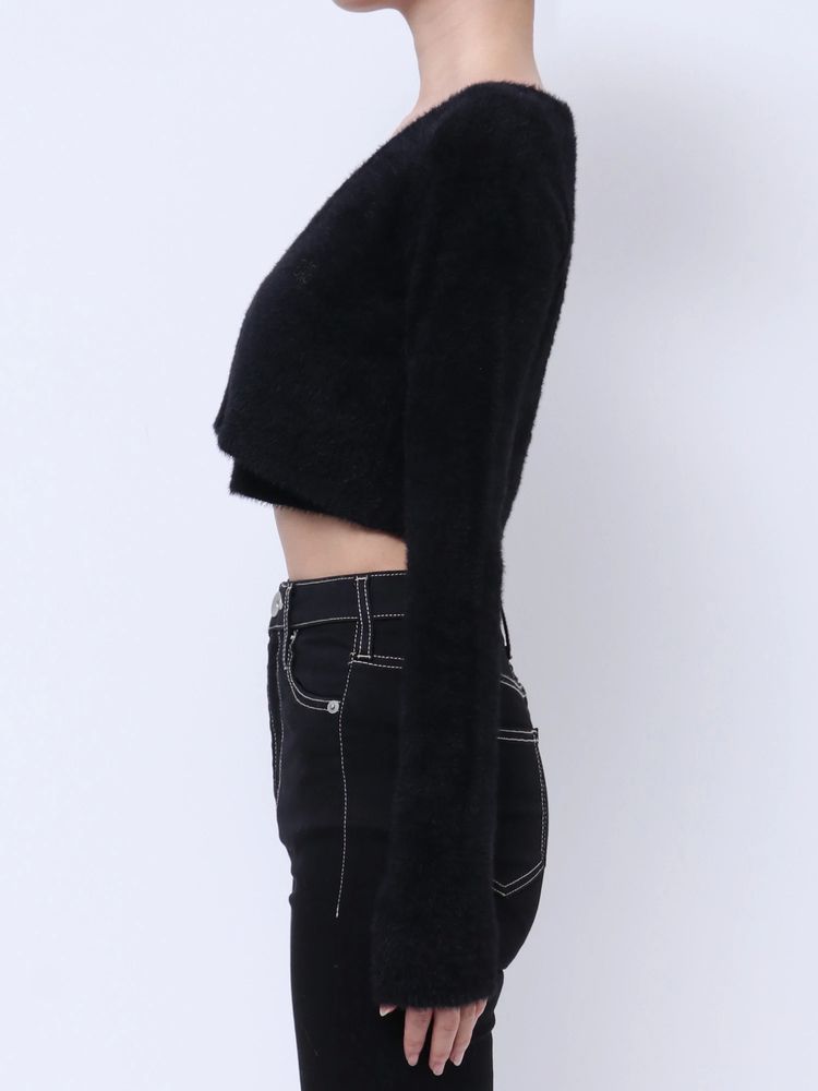 GYDA Symmetry GYDA embroideryシャギーニットカーディガン