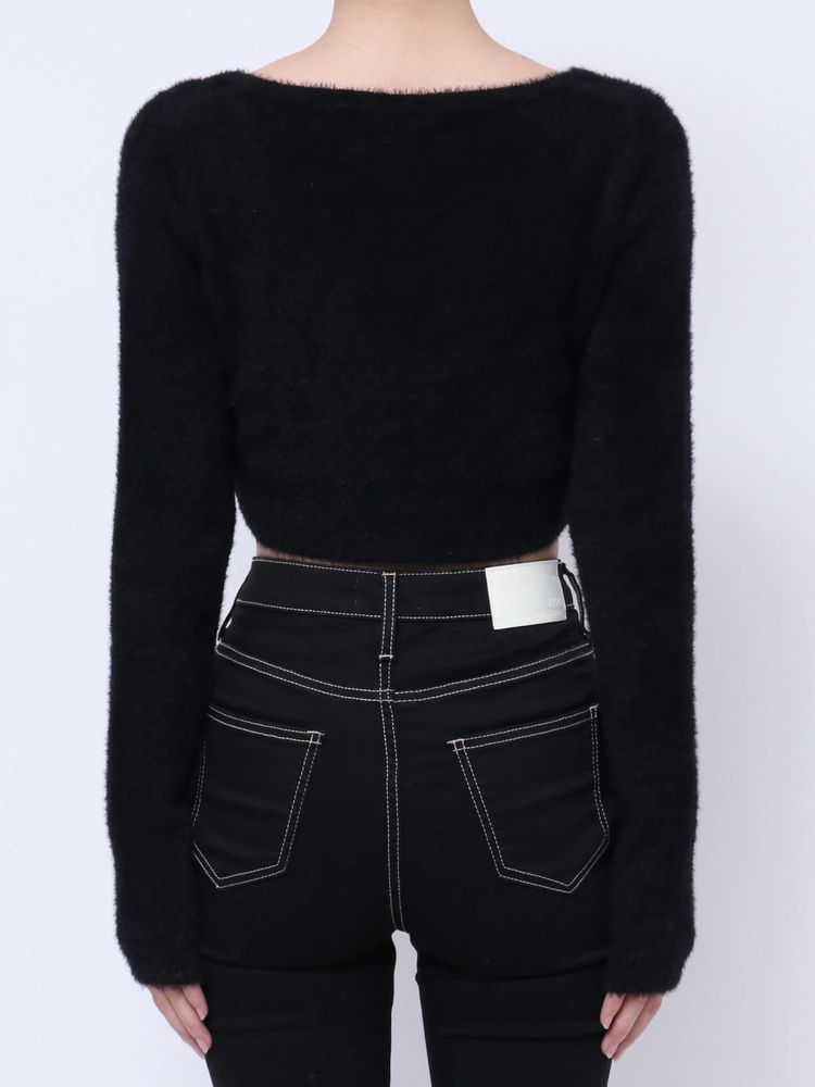 GYDA Symmetry GYDA embroideryシャギーニットカーディガン