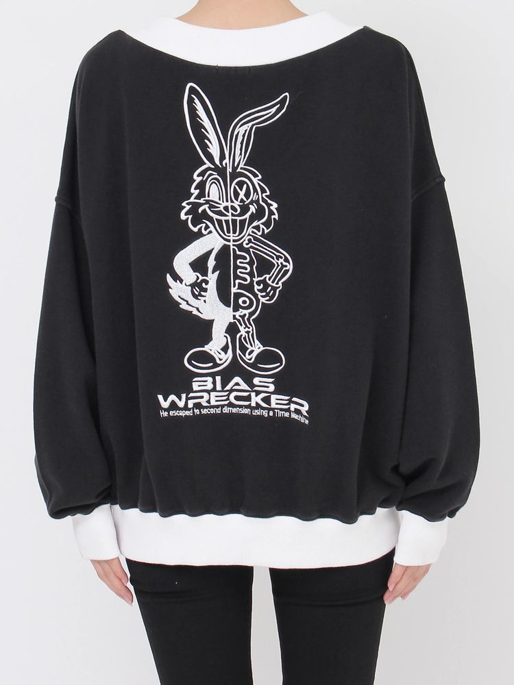 GYDA BICOLOR POSH BUNNY Vネックスウェットトップス