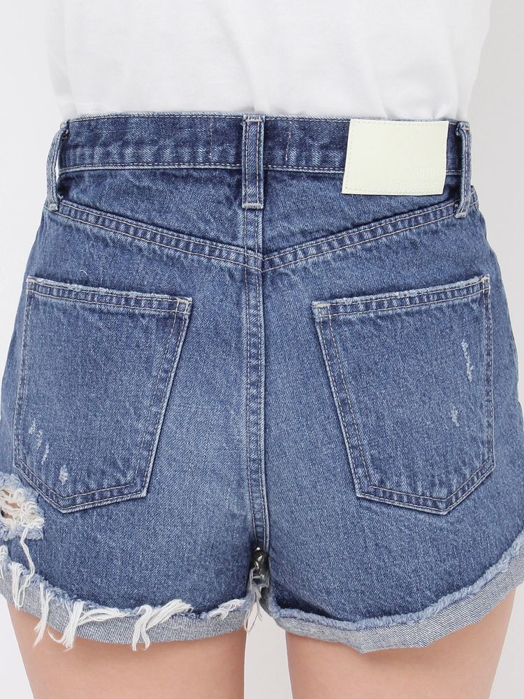 GYDA ジャストウエストダメージデニムショートパンツ