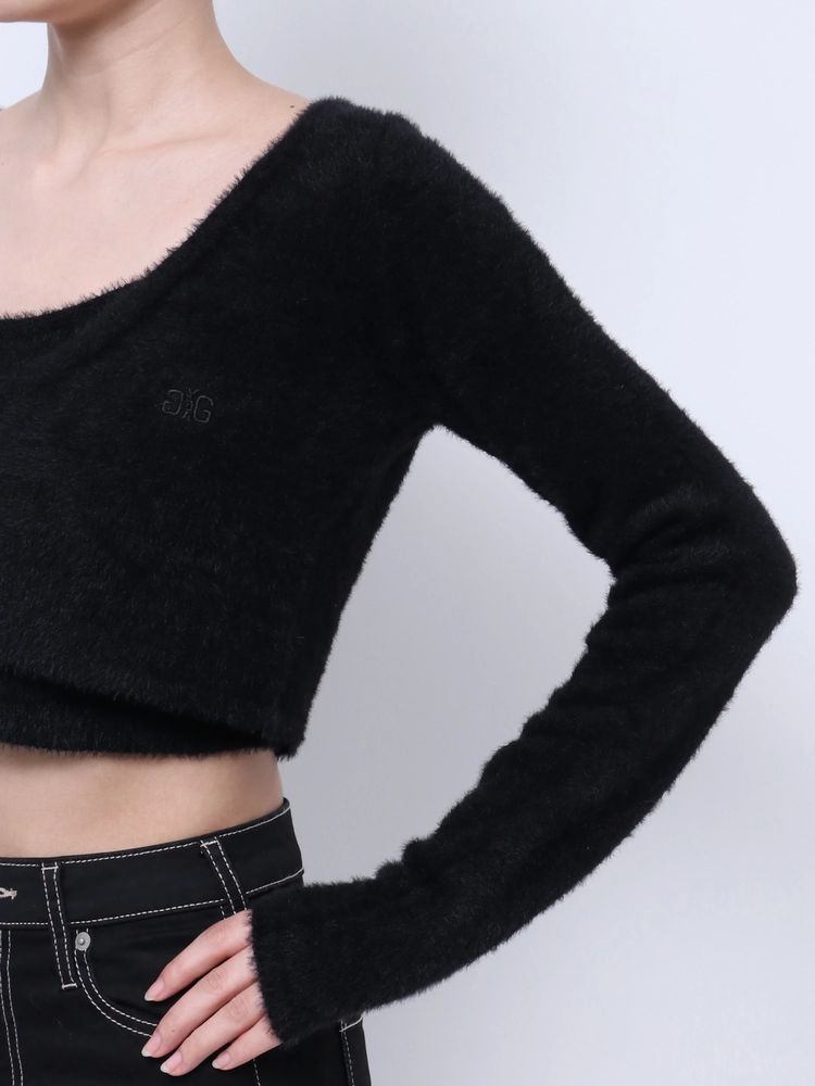 GYDA Symmetry GYDA embroideryシャギーニットカーディガン