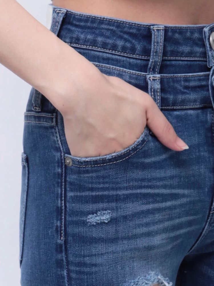 GYDA Wウエストダメージスキニーデニムパンツ