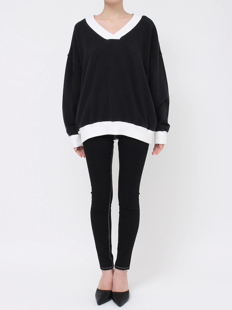GYDA BICOLOR POSH BUNNY Vネックスウェットトップス