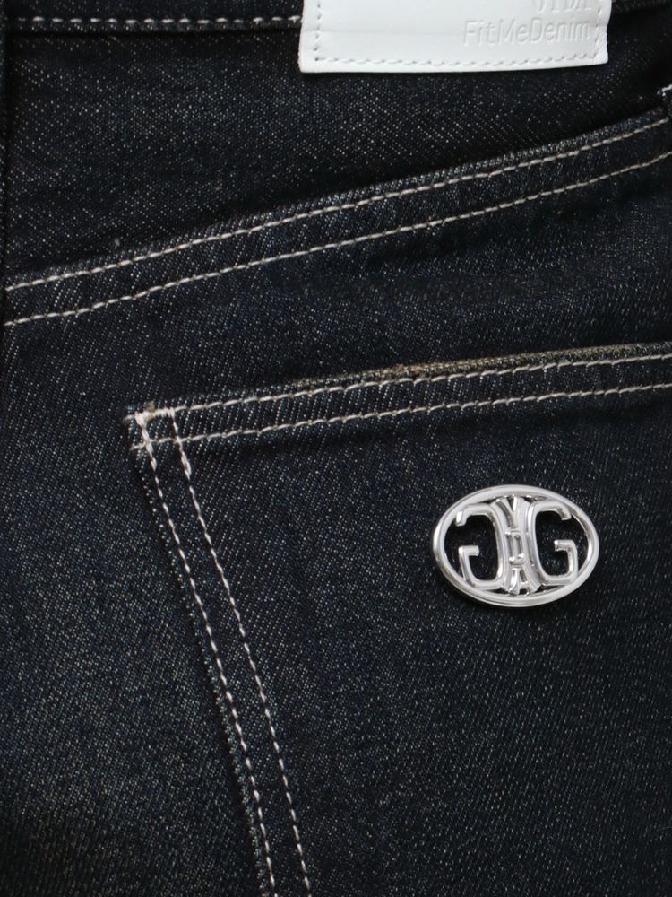 GYDA ハイウエストSymmetryGYDA INNER RIPPEDワイドデニムパンツ