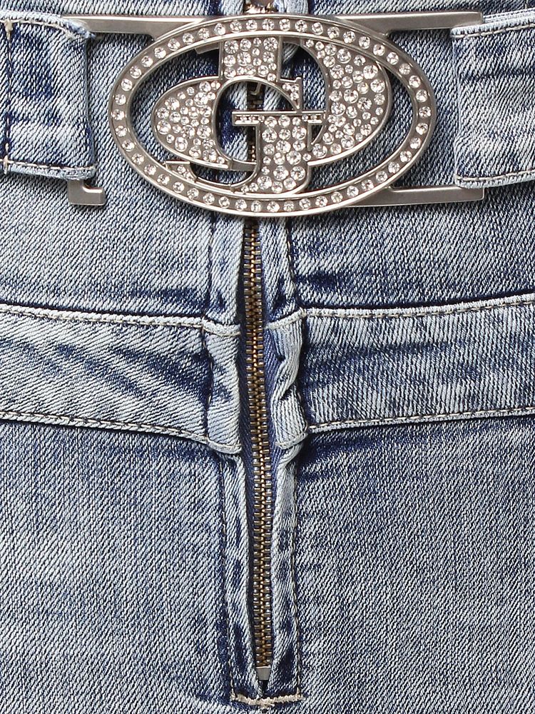 GYDA ハイウエスト GD bijou MOLD フロントZIPスキニーデニムパンツ