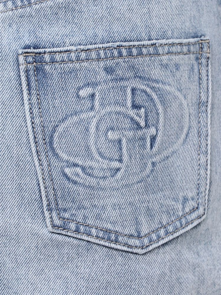 GYDA ハイウエストGD embossダメージスカートライクデニムショートパンツ