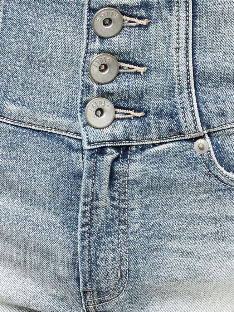 GYDA ハイウエストボタンBACKカーブクロスGYDA chain デニムショートパンツ