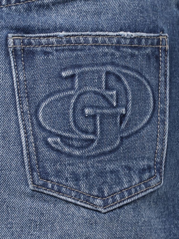 GYDA ハイウエストGD embossダメージスカートライクデニムショートパンツ