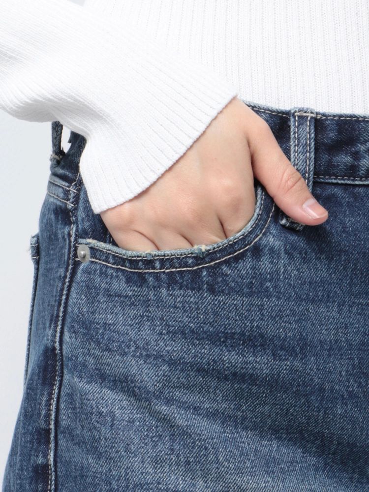GYDA ハイウエストレースデザインフレアデニムパンツ