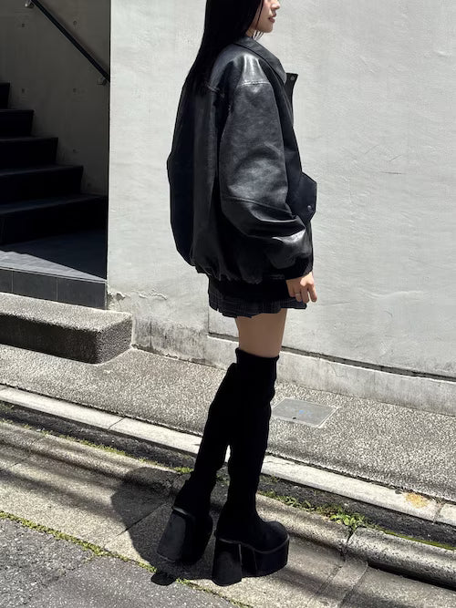 EMODA ヴィンテージフェイクレザーブルゾン