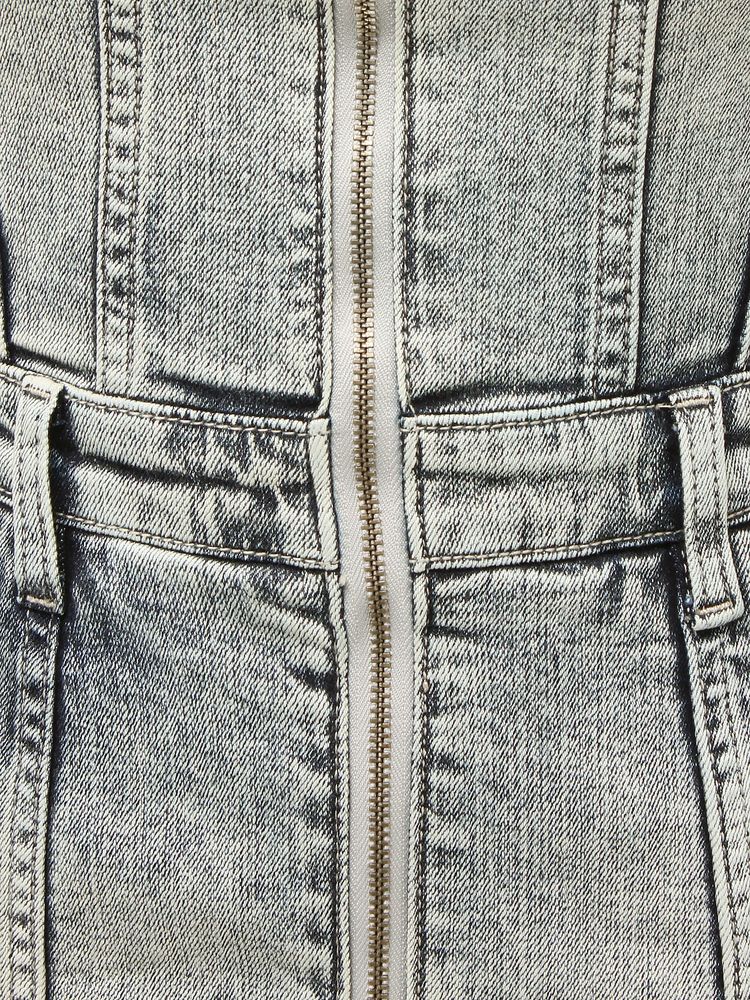 GYDA Symmetry GYDA フロントZIP スカートライクデニムタイトミニワンピース