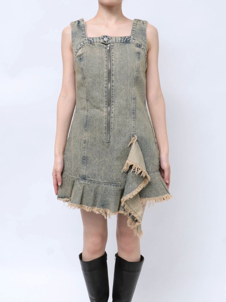 EMODA アシンメトリーデニムミニワンピース