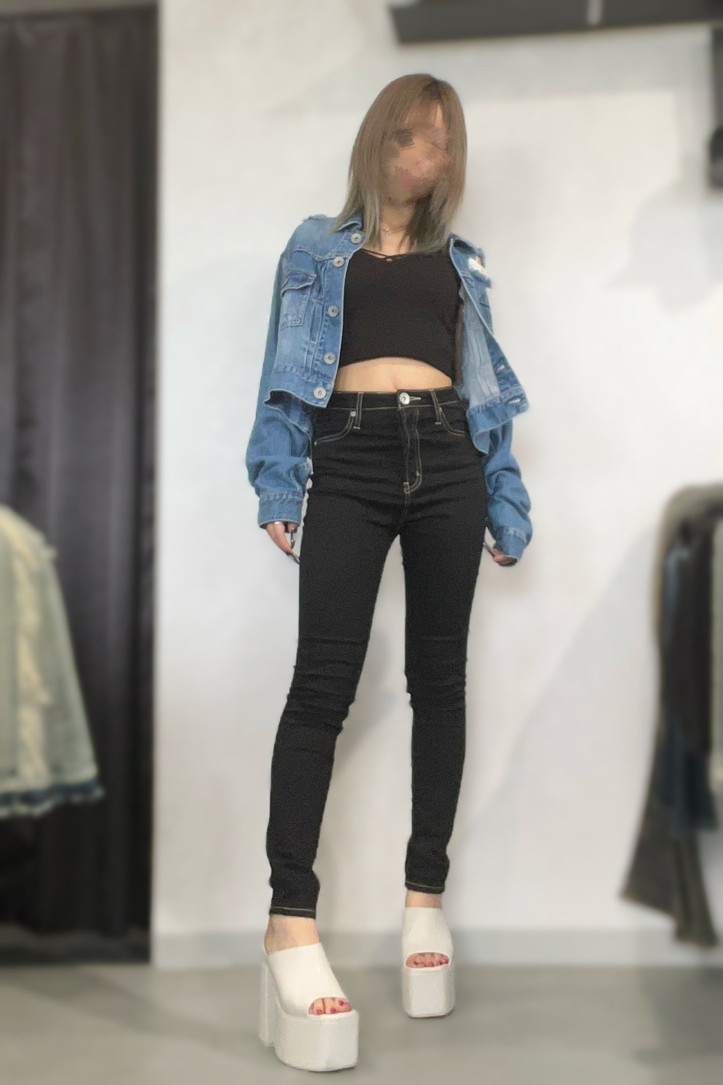 GYDA リヨセルダメージショートデニムGジャン