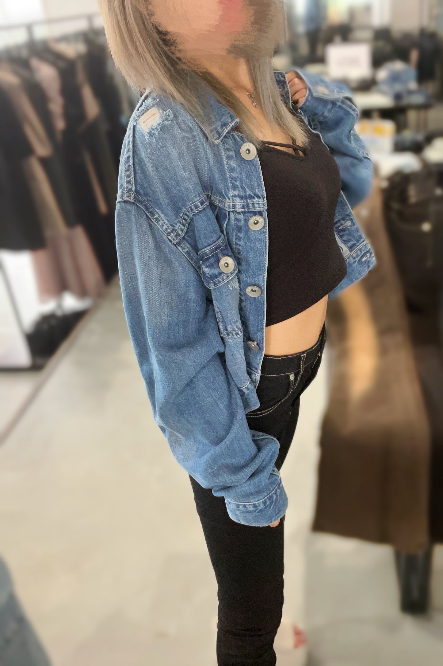 GYDA リヨセルダメージショートデニムGジャン