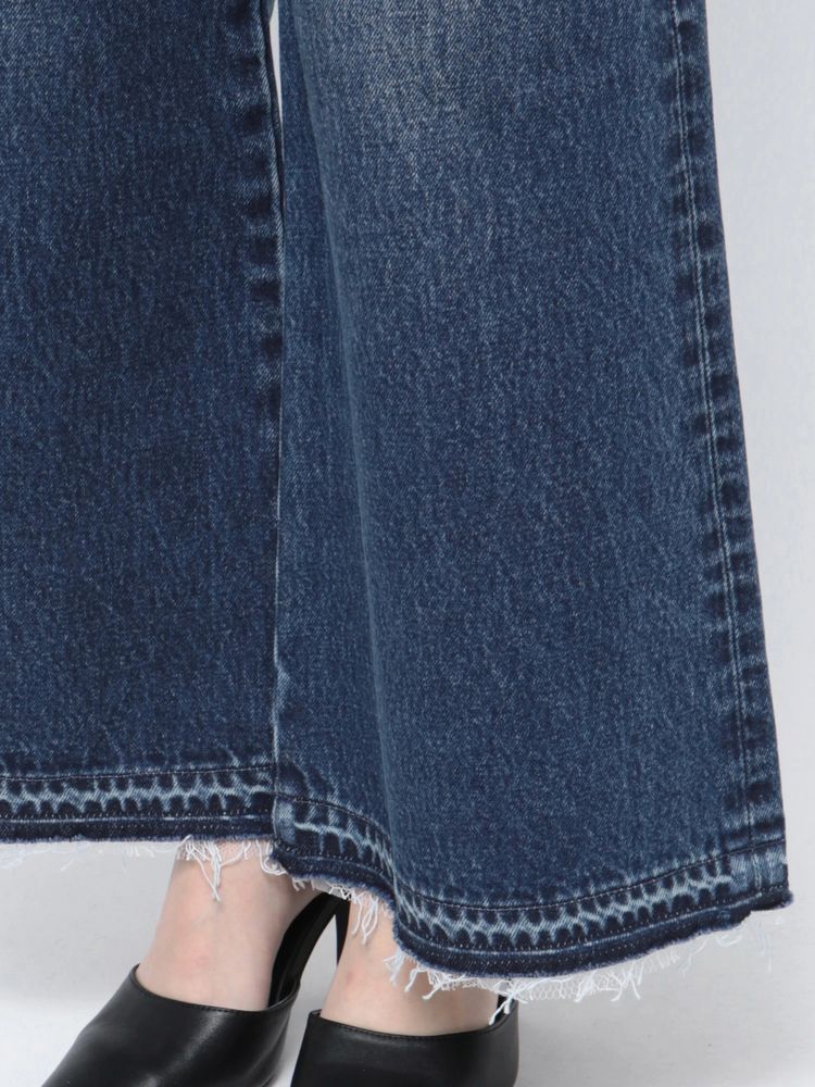GYDA ハイウエストレースデザインフレアデニムパンツ