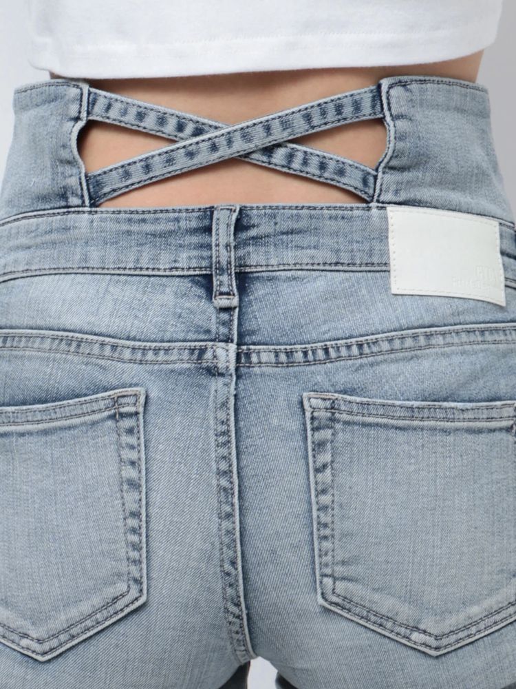GYDA ハイウエストBACKクロスフレアパンツ