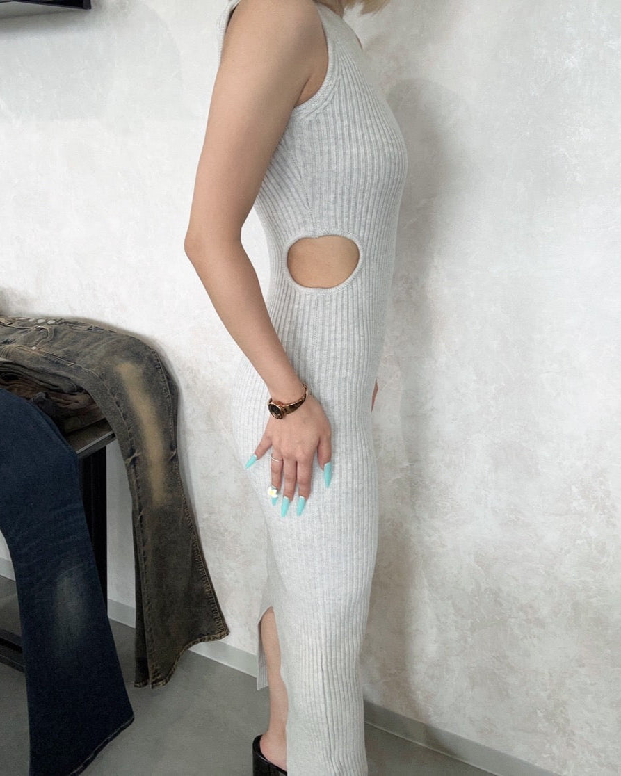 GYDA SIDE OPENロングニットワンピース
