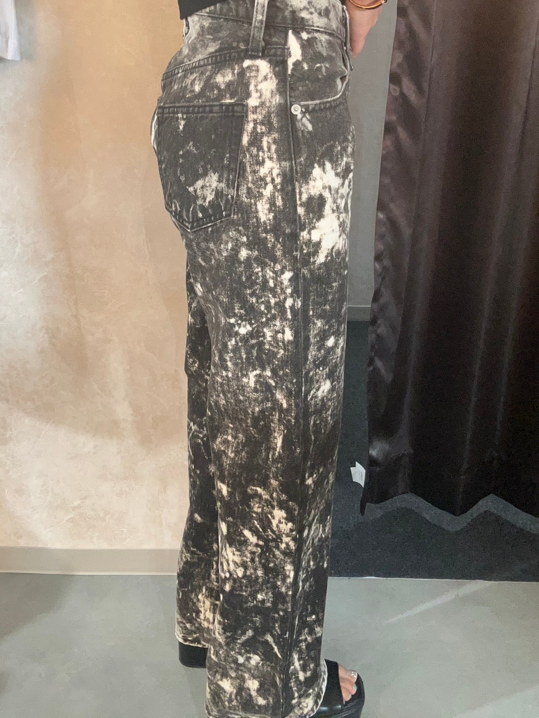 GYDA ハイウエスト Tie Dyeワイドデニムパンツ