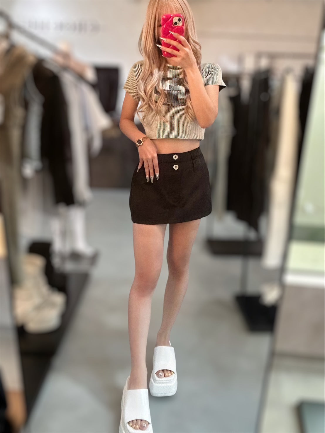 GYDA Wウエストデザインスカートライクショートパンツ
