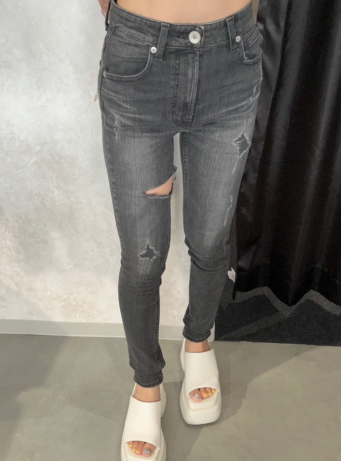 GYDA H/W thigh high ダメージデニムパンツ