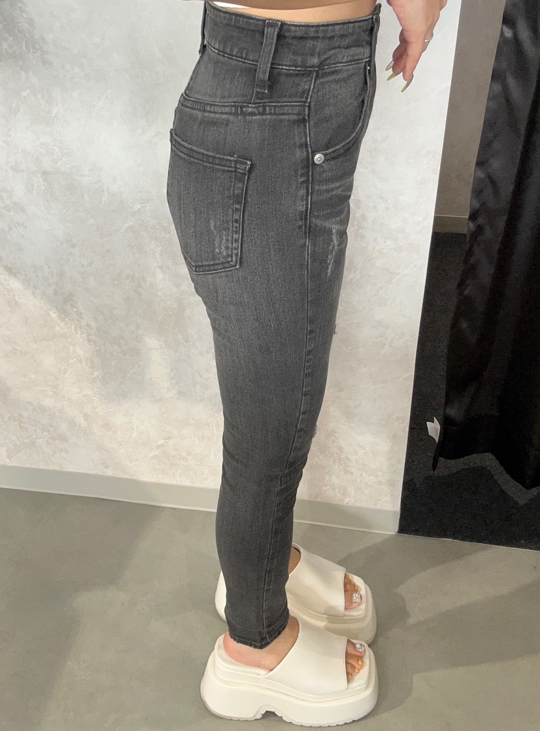 GYDA H/W thigh high ダメージデニムパンツ
