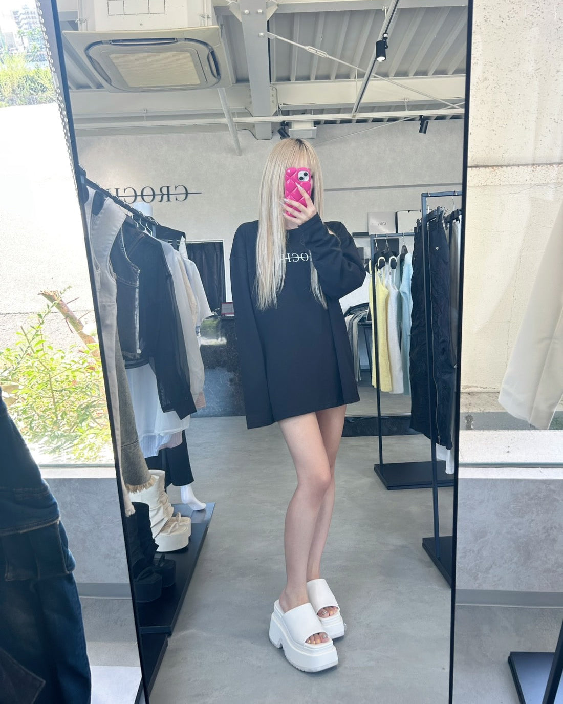 CROCHU ユニセックスBACKプリントロンT