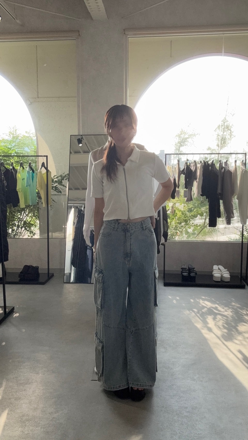 EVRIS ボリュームカーゴデニムパンツ