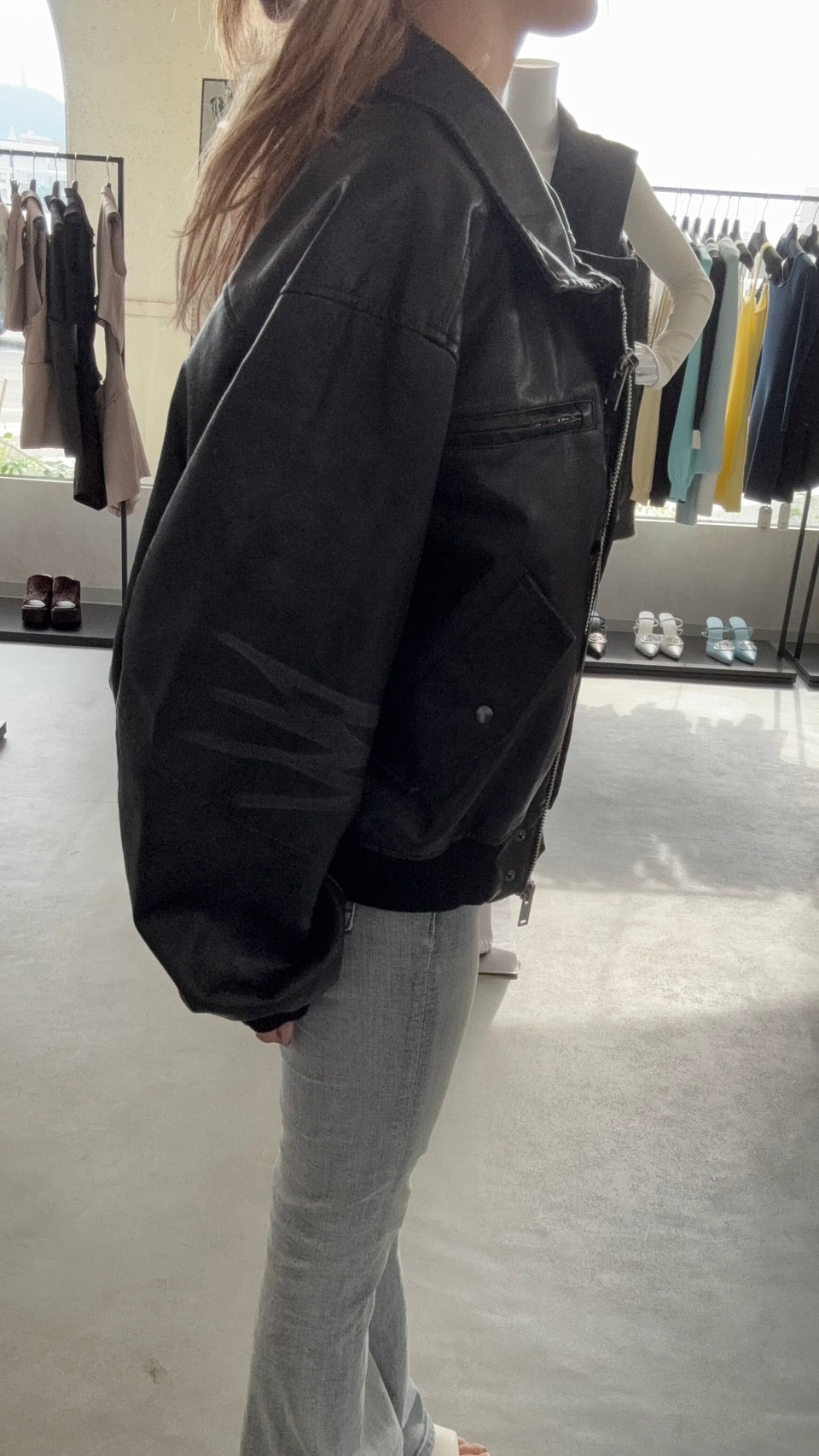 EMODA ヴィンテージフェイクレザーブルゾン