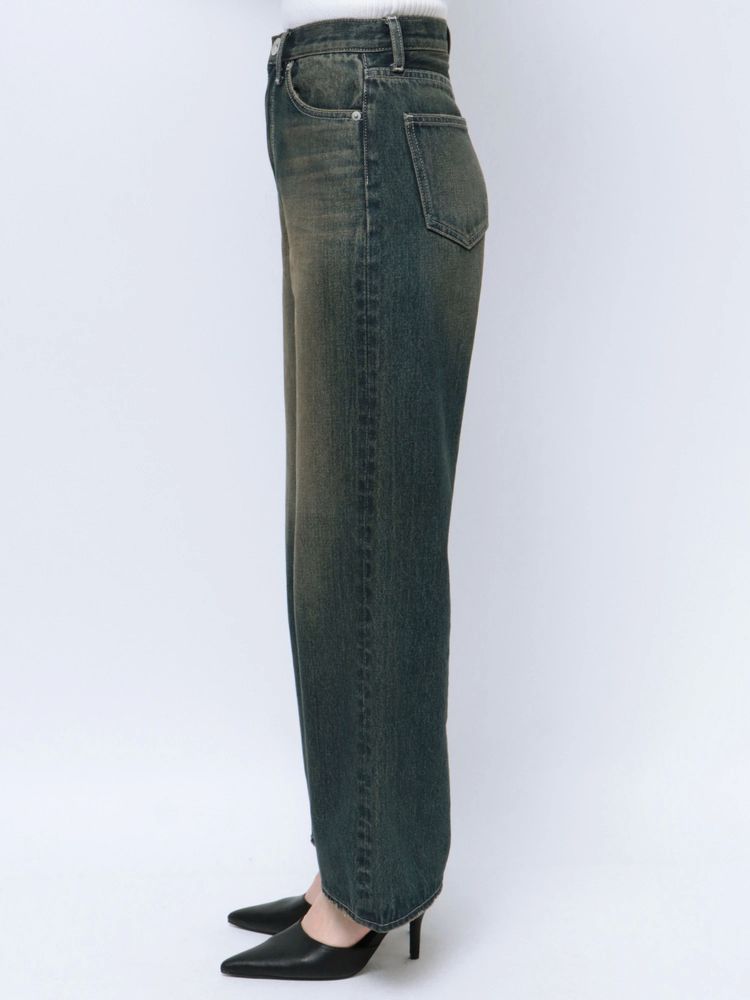 GYDA ハイウエストSymmetryGYDA INNER RIPPEDワイドデニムパンツ