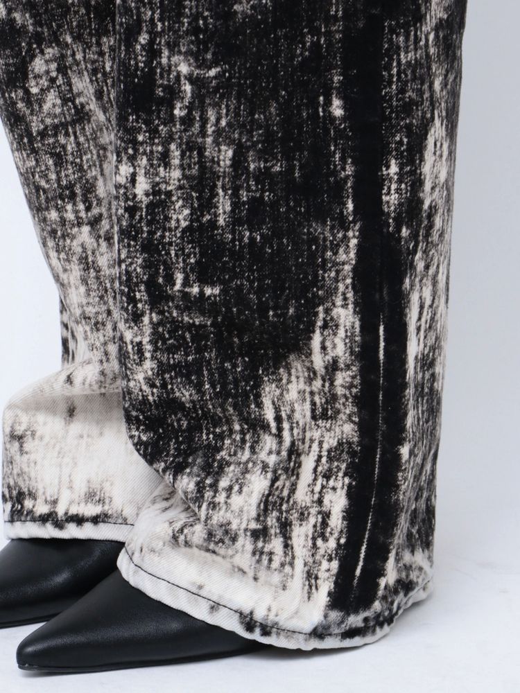 GYDA ハイウエスト Tie Dyeワイドデニムパンツ