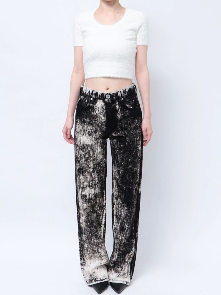 GYDA ハイウエスト Tie Dyeワイドデニムパンツ