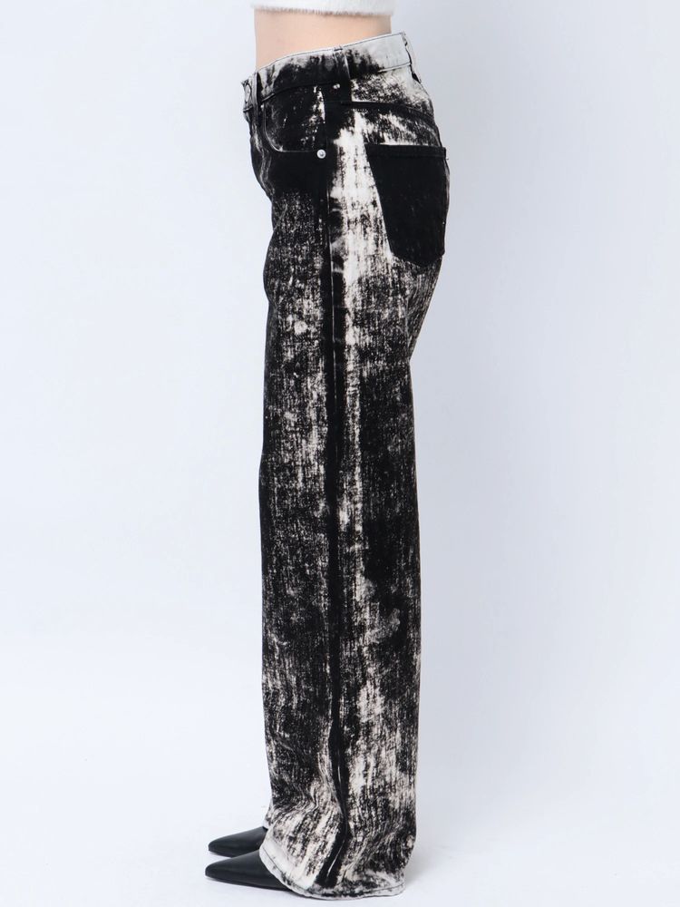 GYDA ハイウエスト Tie Dyeワイドデニムパンツ