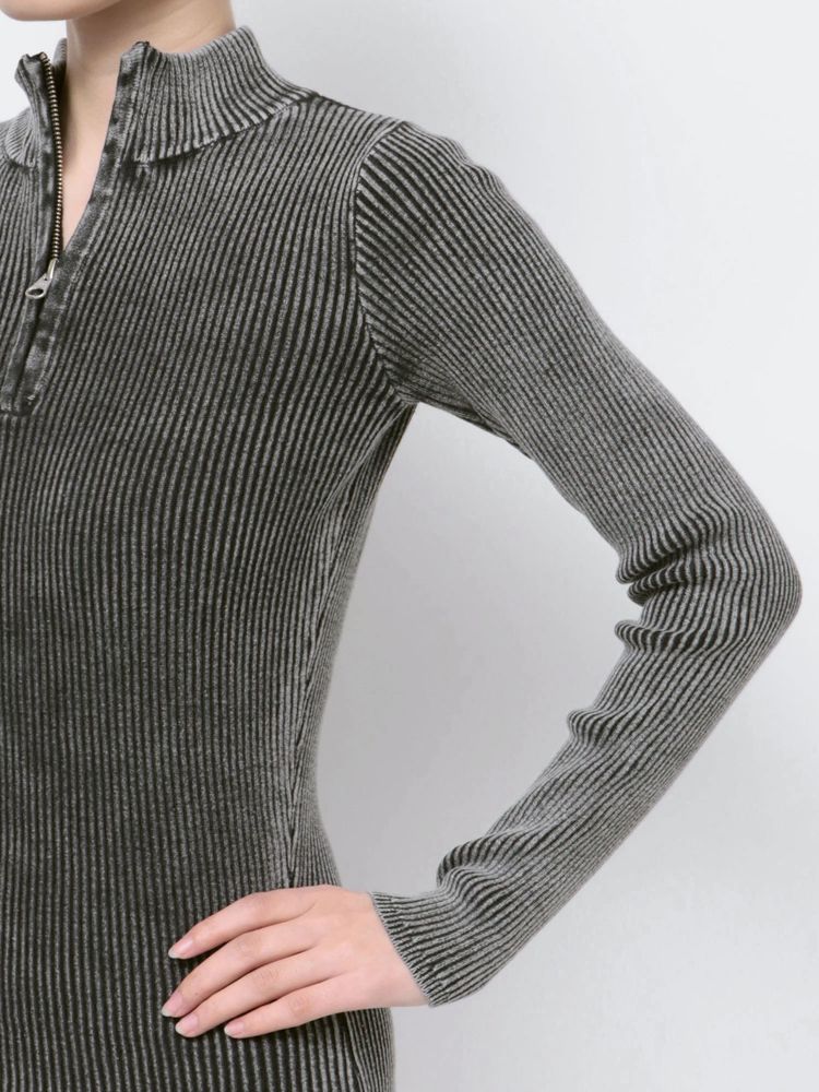 GYDA ブリーチハーフZIP long sleeveニットワンピース