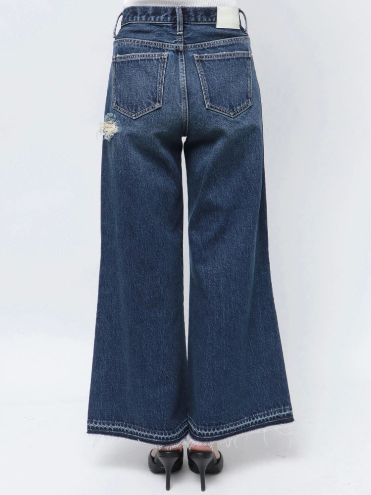 GYDA ハイウエストレースデザインフレアデニムパンツ