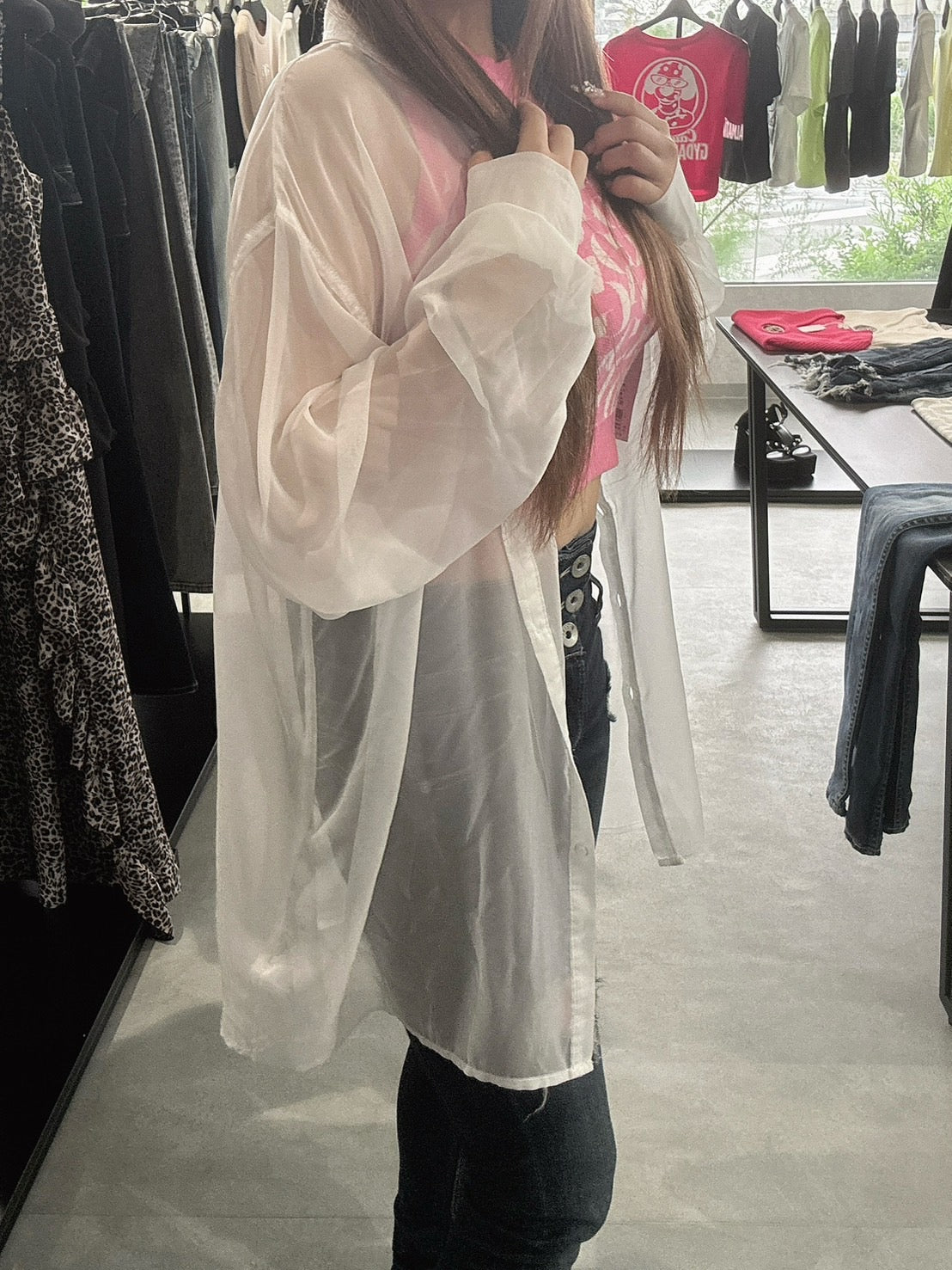 EVRIS シアーオーバーサイズシャツ