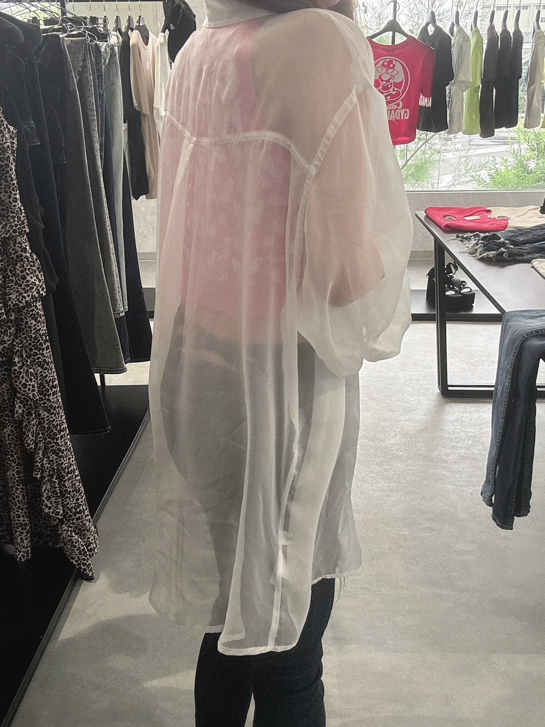 EVRIS シアーオーバーサイズシャツ