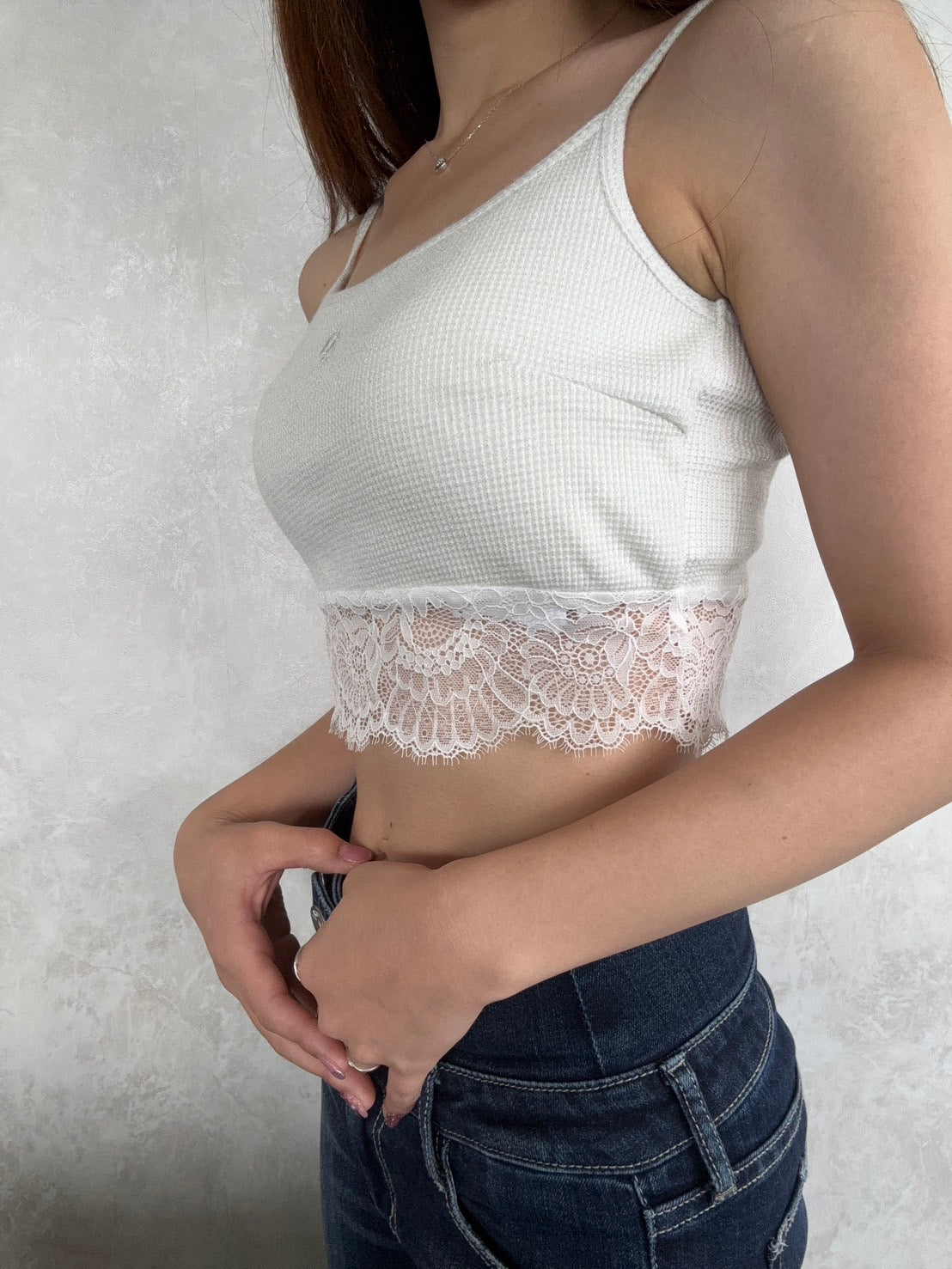 GYDA GGラメワッフルレースビスチェ