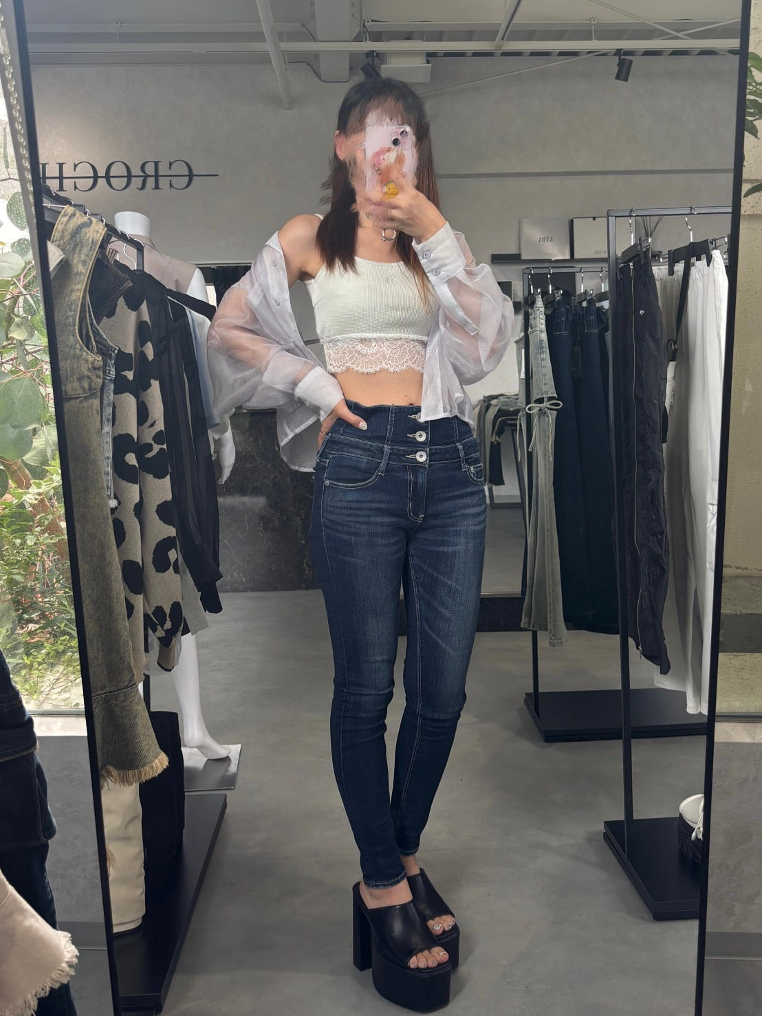 GYDA GGラメワッフルレースビスチェ