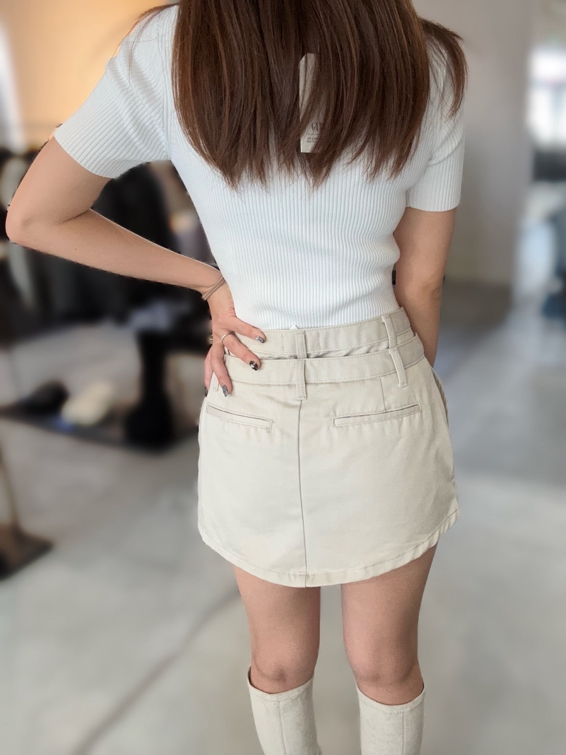 GYDA Wウエストデザインスカートライクショートパンツ