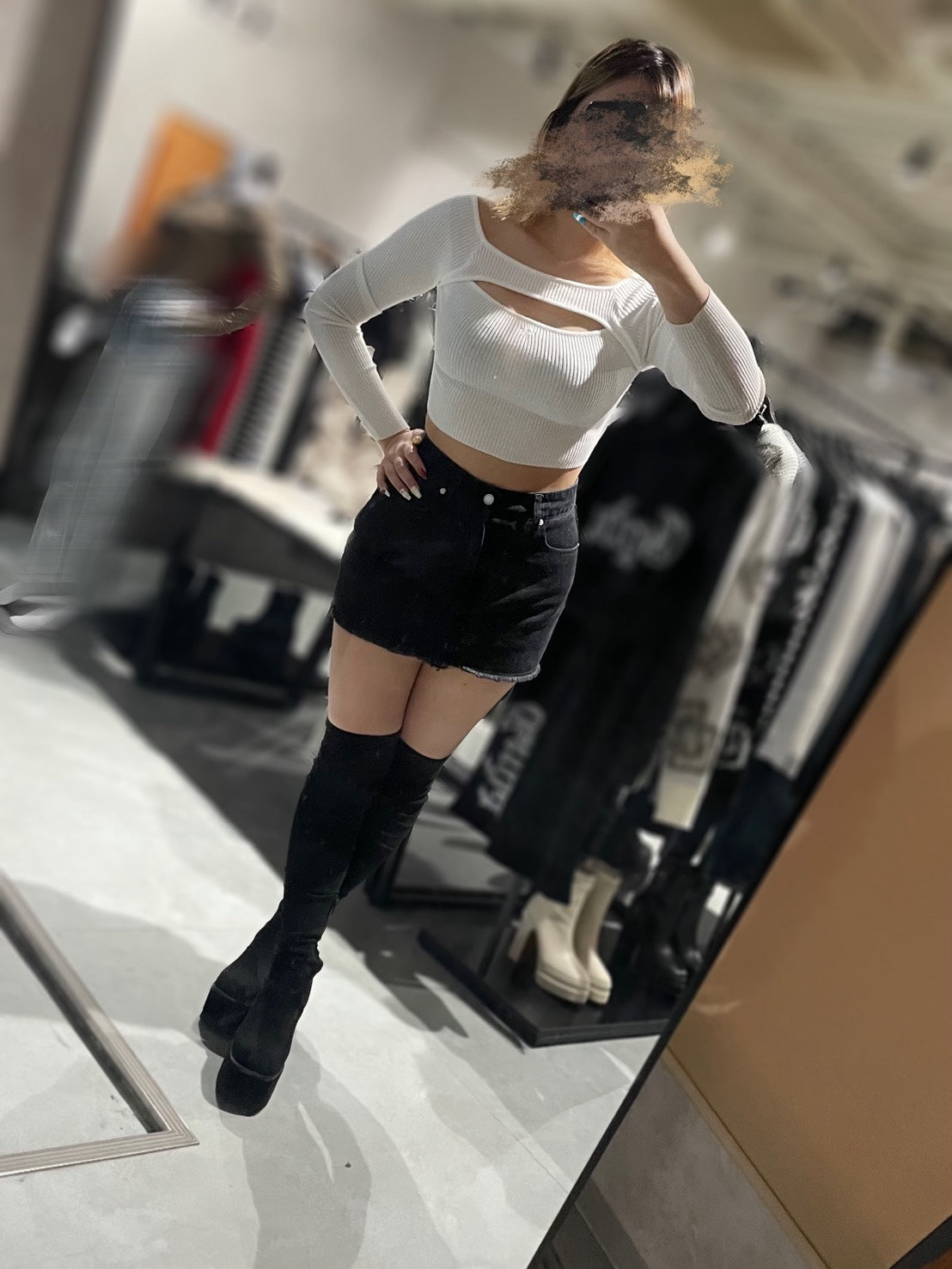 GYDA FRONT OPENリブニットトップス