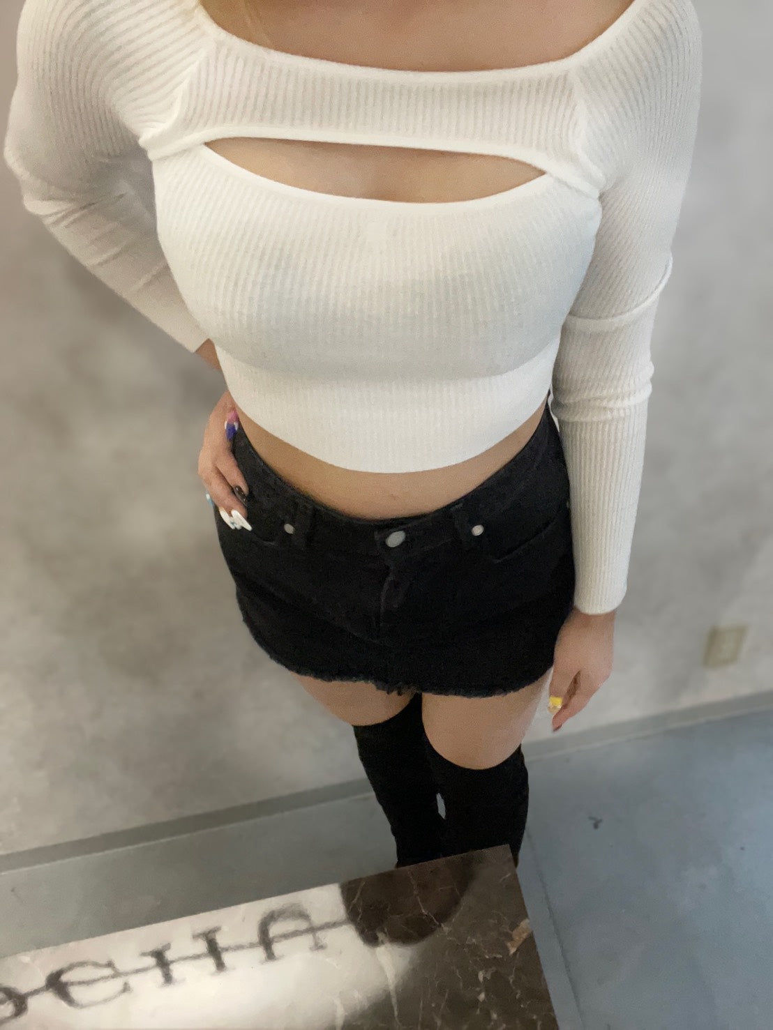 GYDA FRONT OPENリブニットトップス