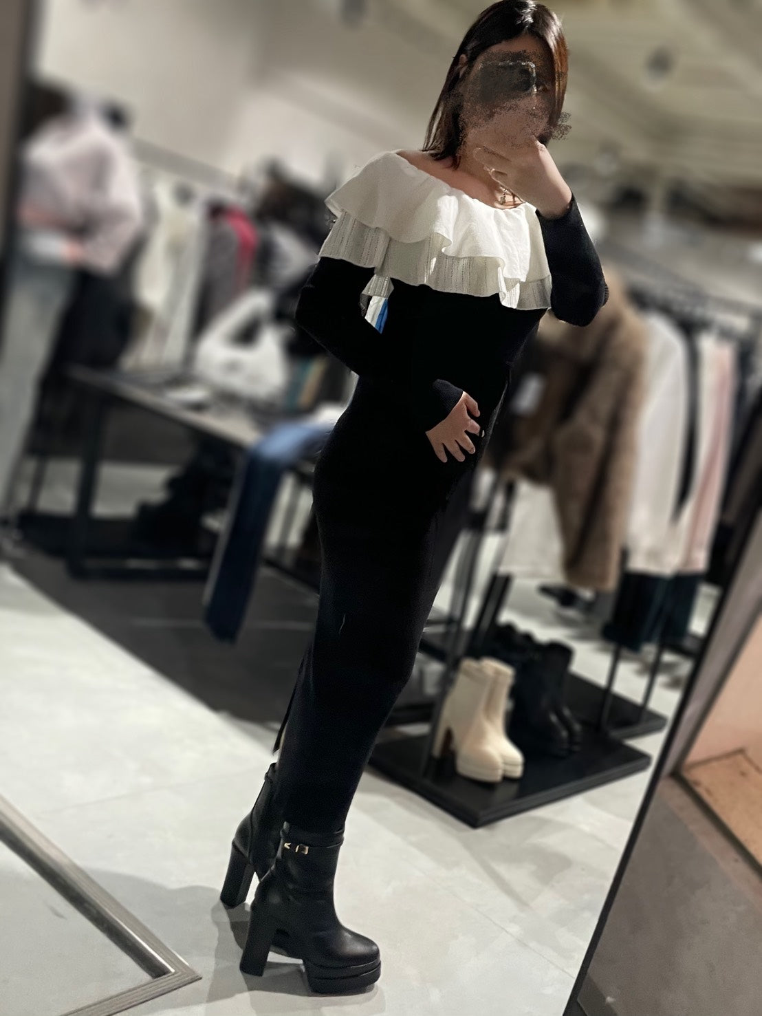 RESEXXY フリルタイトニットワンピース