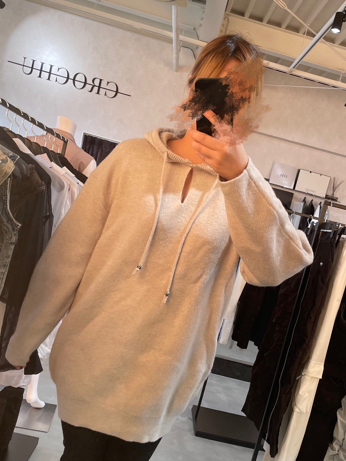 EMODA ワイドフードルーズニット